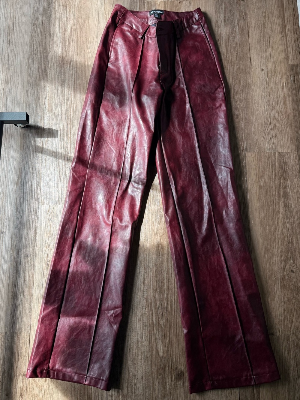 PRETTYLITTLETHING Faux Leather Red Pants